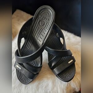 CROCS Black Cyprus Strappy Sandals